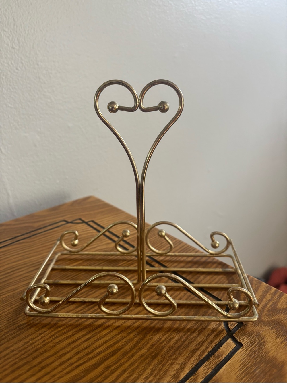 Heart shaped, Gold Salt & Pepper Shaker Holder